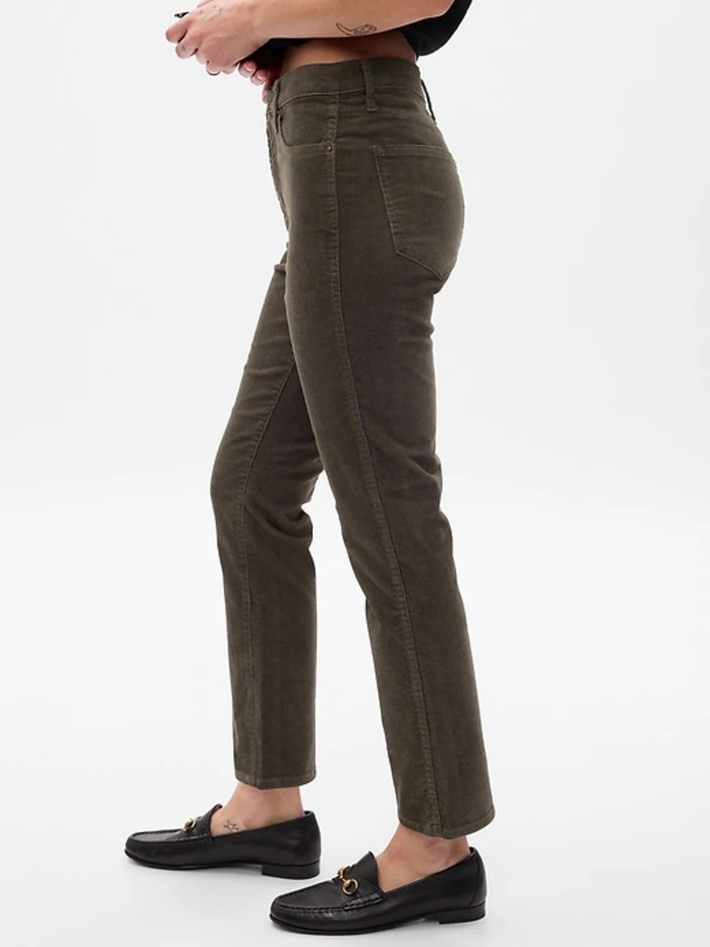 GAP High-Rise Cropped Slim Corduroy pants in navy blue